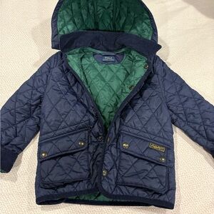 Ralph Lauren Kids Navy and Green Quilted Puffer Jacket